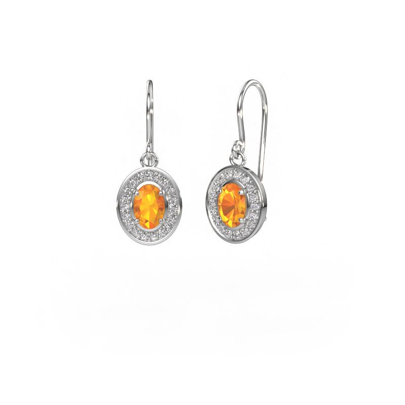 Pendants d'oreilles Layne 1 585 or blanc citrine 6.5x4.5 mm