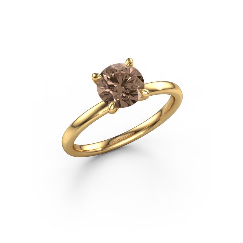 Verlobungsring Crystal RND 1 585 Gold Braun Diamant 1.20 crt