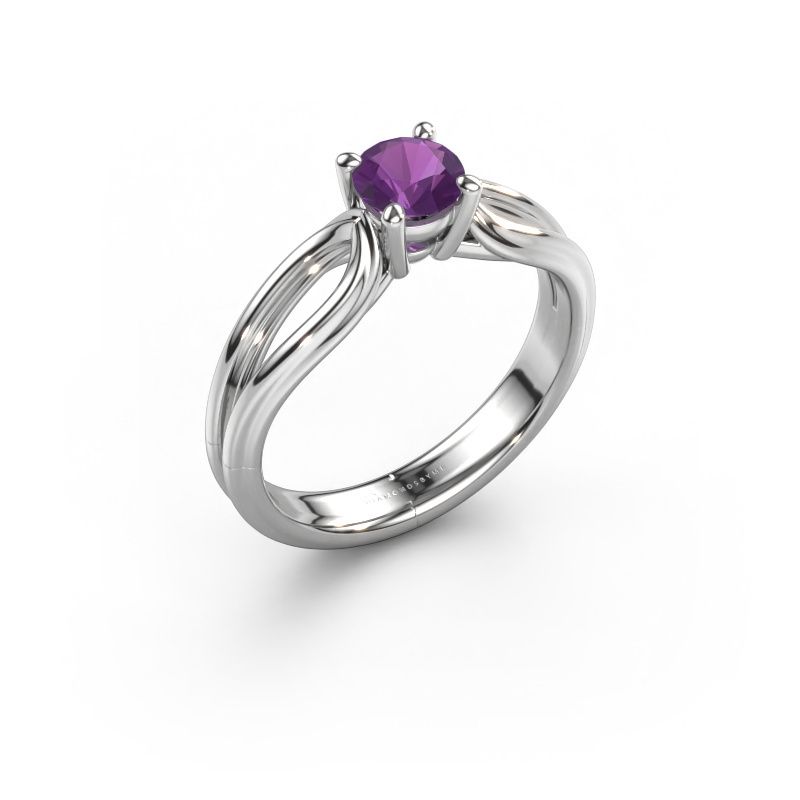 Verlovingsring Antonia rnd 1 950 platina amethist 5 mm