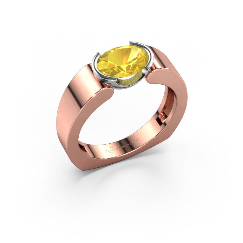Ring Tonya 585 rosé goud gele saffier 8x6 mm