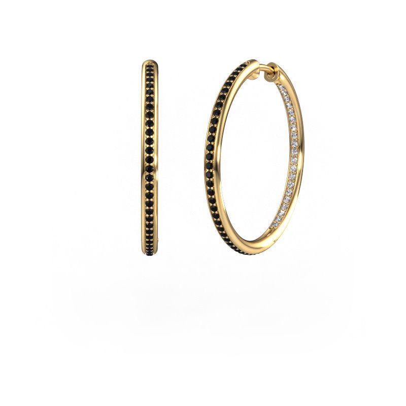 Hoop earrings Sina 25mm 585 gold black diamond 0.796 crt