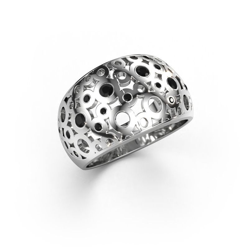 Ring Jaylinn 585 witgoud zwarte diamant 0.300 crt
