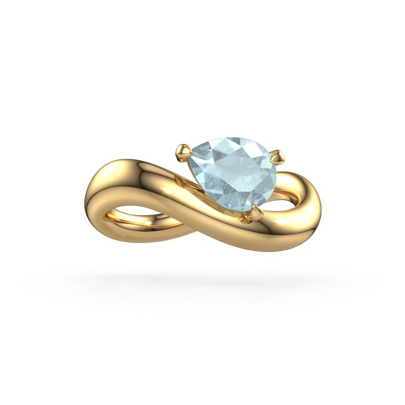 Verlovingsring Chloe PER 585 goud aquamarijn 8x6 mm