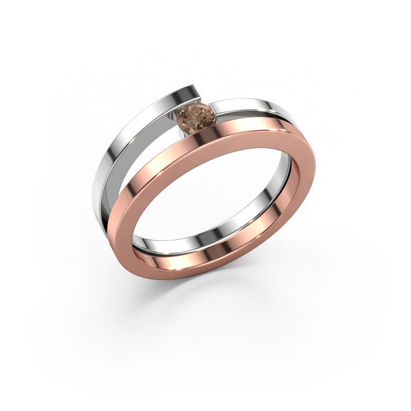 Bague Sandy 585 or rose diamant brun 0.15 crt