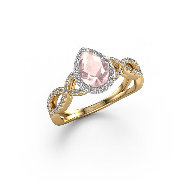 Engagement ring Dionne pear 585 gold morganite champagne 7x5 mm