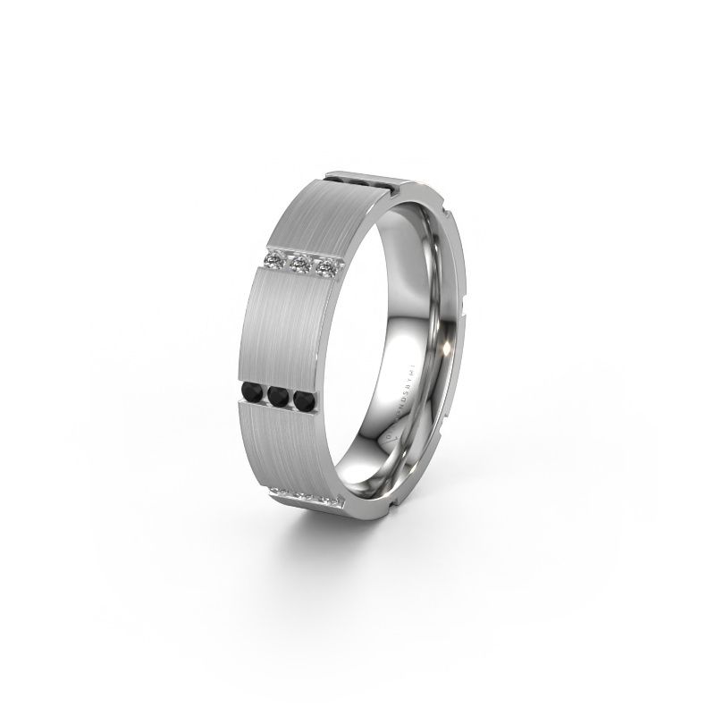 Ehering WH0135L15BM 585 Weißgold Schwarz Diamant ±5 x 2 mm