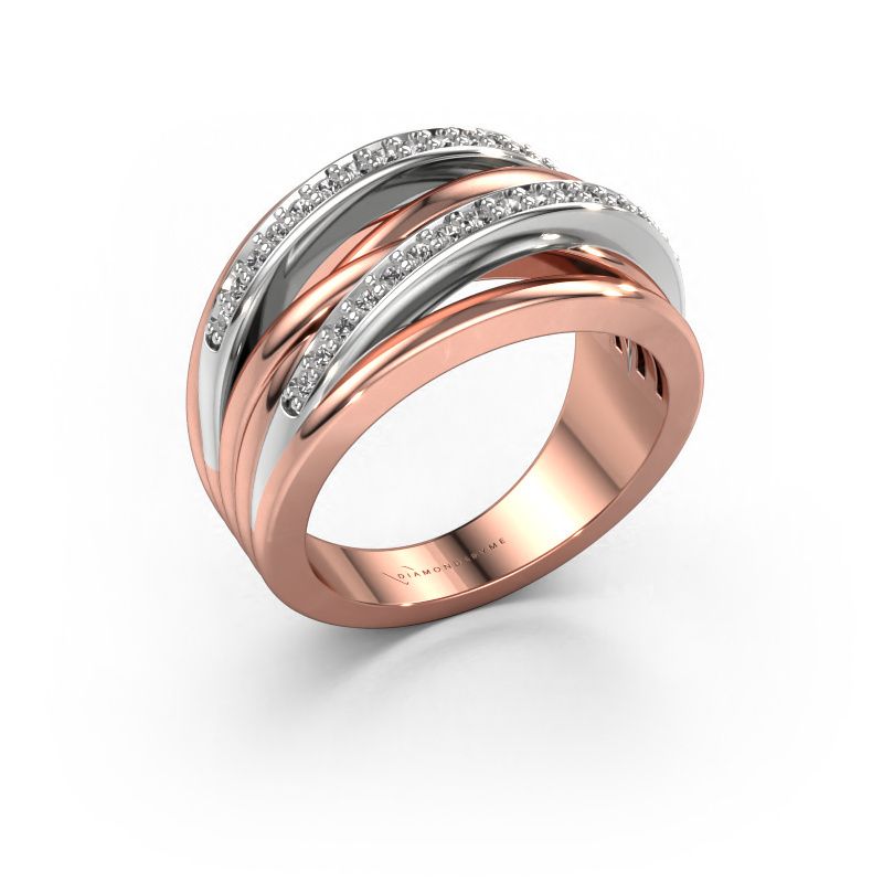 Bague Annabel 2 585 or rose diamant synthétique 0.24 crt