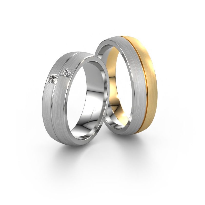 Eheringe set WH0250LM26BM ±6x2 mm 14 Karat Gold Diamant 0.05 crt