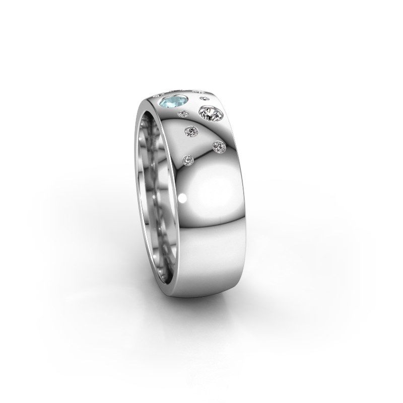 Image of Wedding ring WH0141L26BP<br/>950 platinum ±7x2 mm<br/>Aquamarine