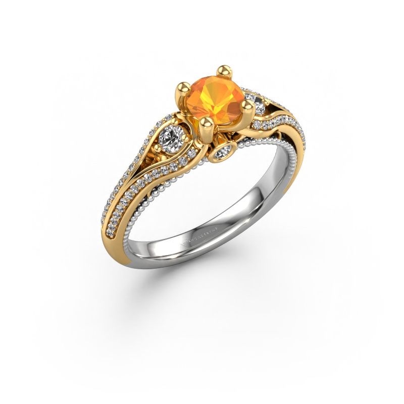 Verlobungsring Nikita 585 Weißgold Citrin 5 mm