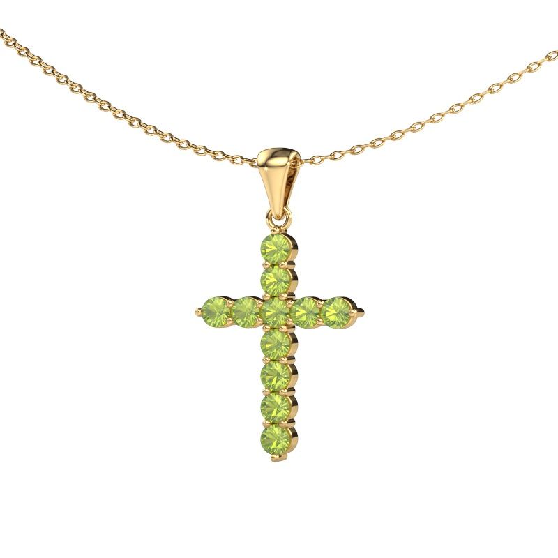 Anhänger Cross 585 Gold Peridot 2.5 mm