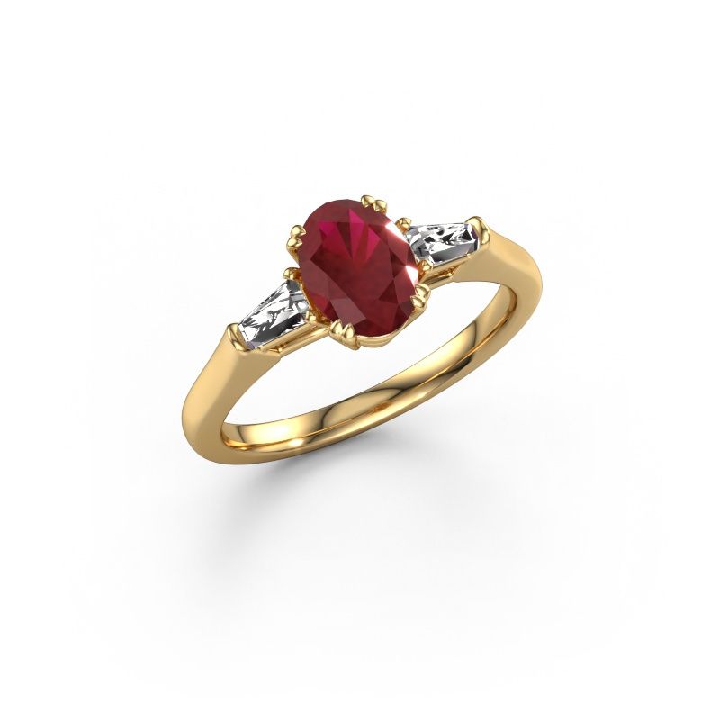 Engagement ring Indy OVL 585 gold ruby 8x6 mm