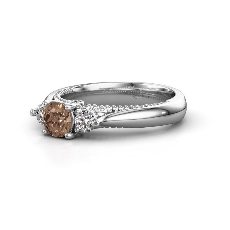 Afbeelding van Verlovingsring Tiffani<br/>585 witgoud<br/>Bruine diamant 0.74 crt