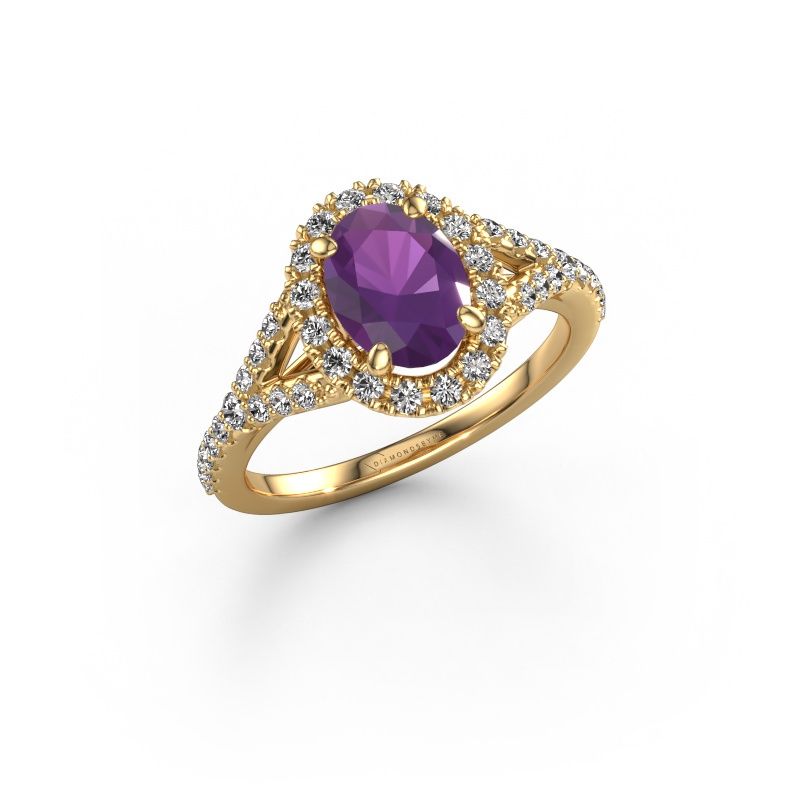 Engagement ring Kimber OVL 585 gold amethyst 8x6 mm