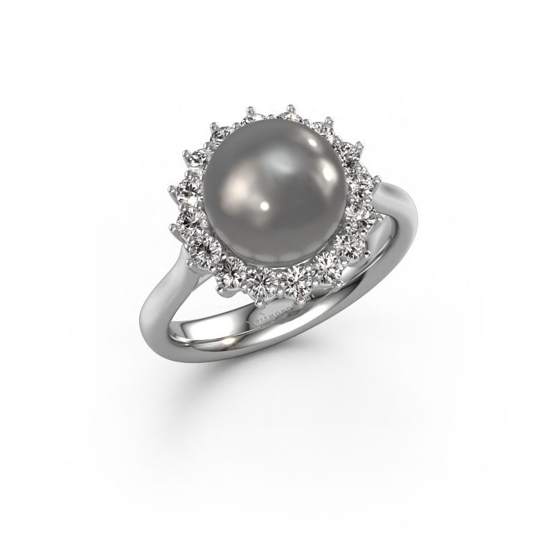 Ring Akiko 950 platinum grey pearl 8 mm
