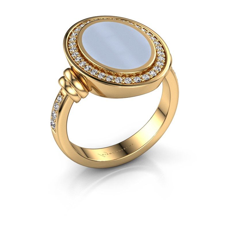 Image of Signet ring cristina<br/>585 gold<br/>Light blue sardonyx 14x10 mm