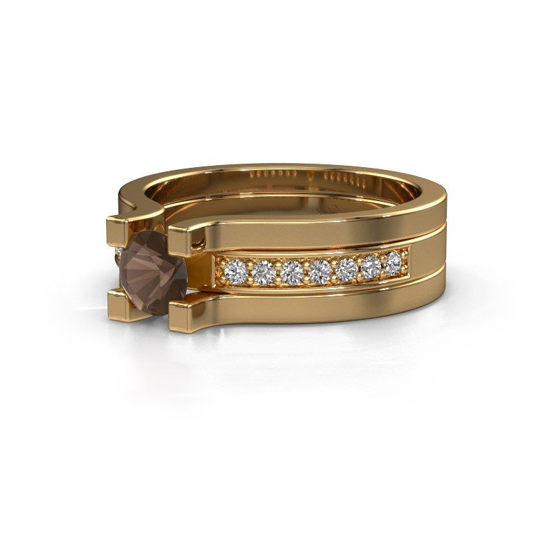 Image of Engagement ring Myrthe<br/>585 gold<br/>Smokey quartz 5 mm