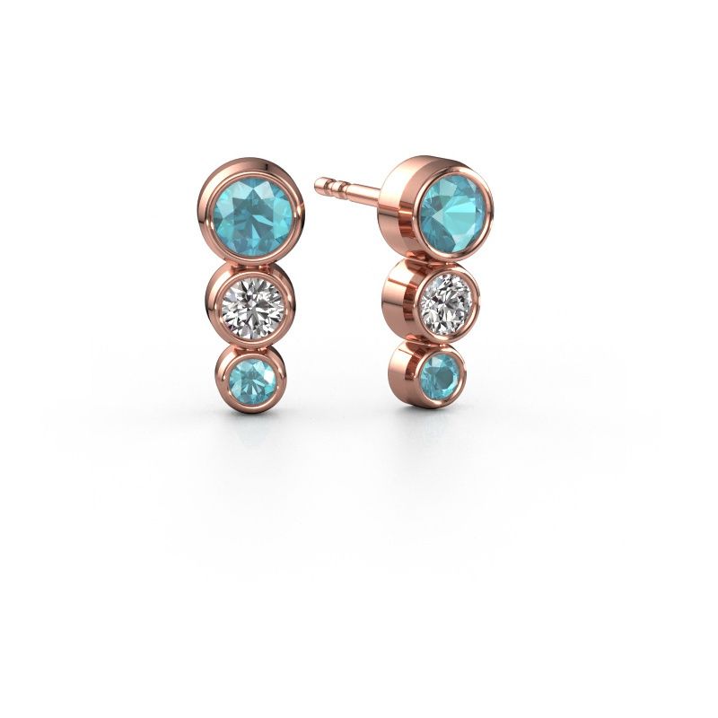 Stud earrings Linda 585 rose gold blue topaz 4 mm