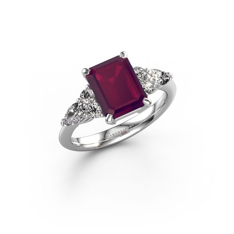 Promise ring Melani EME 950 platinum rhodolite 9x7 mm