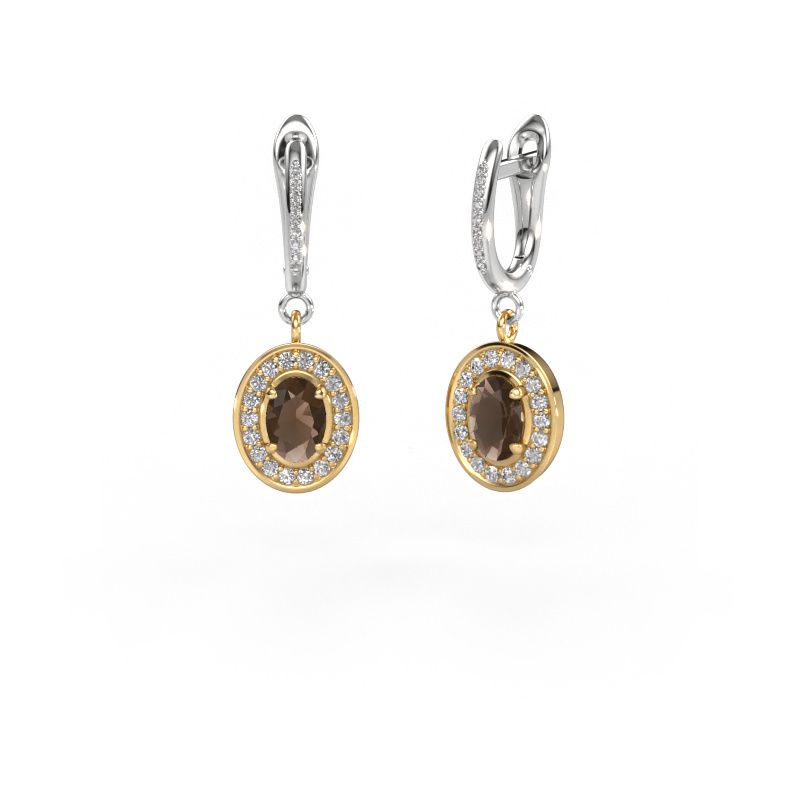 Orecchini pendenti Layne 2 585 oro quarzo fumé 7x5 mm