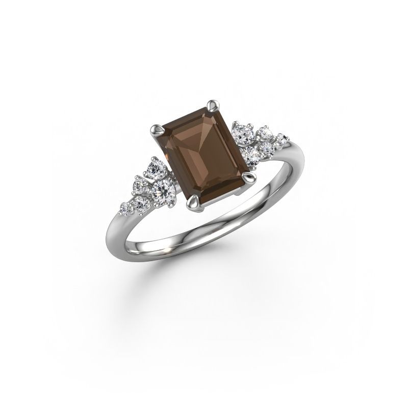 Verlobungsring Royce EME 950 Platin Rauchquarz 8x6 mm