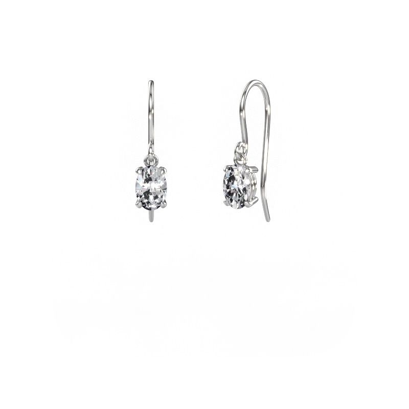 Drop earrings Laurie OVL 1 950 platinum diamond 1.20 crt