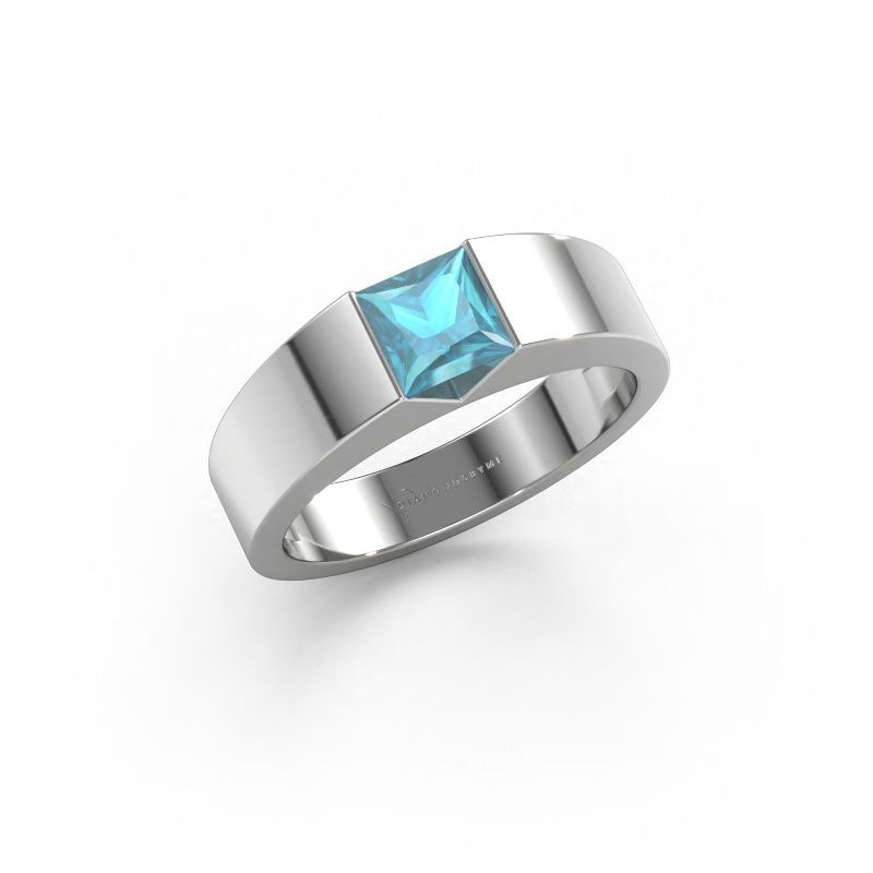 Verlovingsring Arlena 1 950 platina blauw topaas 4 mm