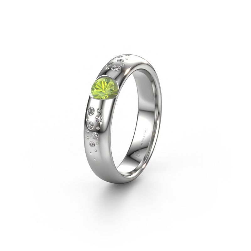 Wedding ring WH2104L34A 585 white gold peridot ±4,5x1.7 mm
