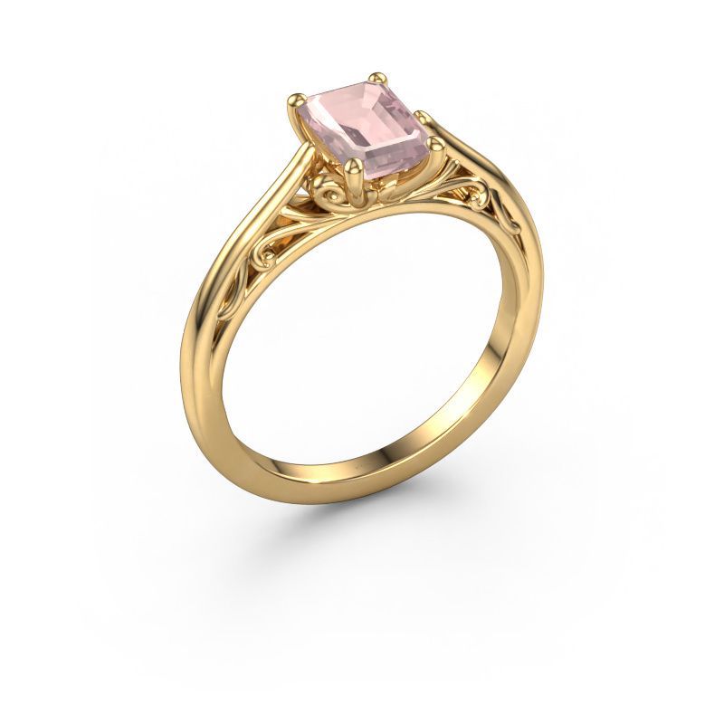 Engagement ring Shannon eme 585 gold morganite champagne 7x5 mm