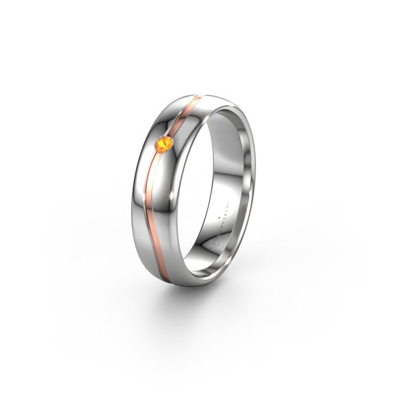 Wedding ring WH0905L35X 585 white gold citrin ±5x1.7 mm