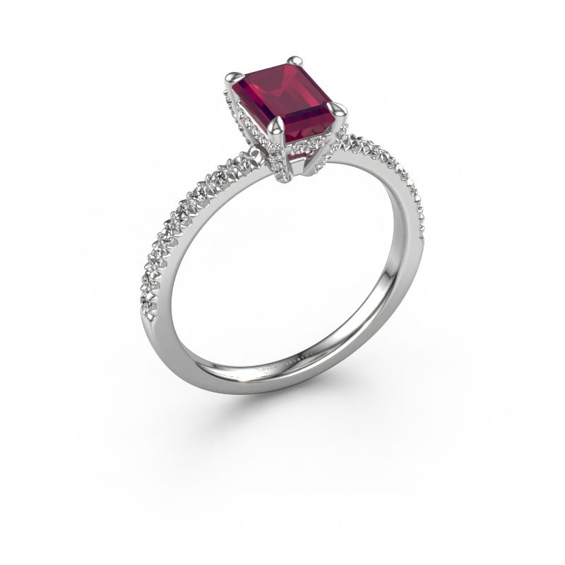 Engagement ring Saskia EME 1 950 platinum rhodolite 7x5 mm
