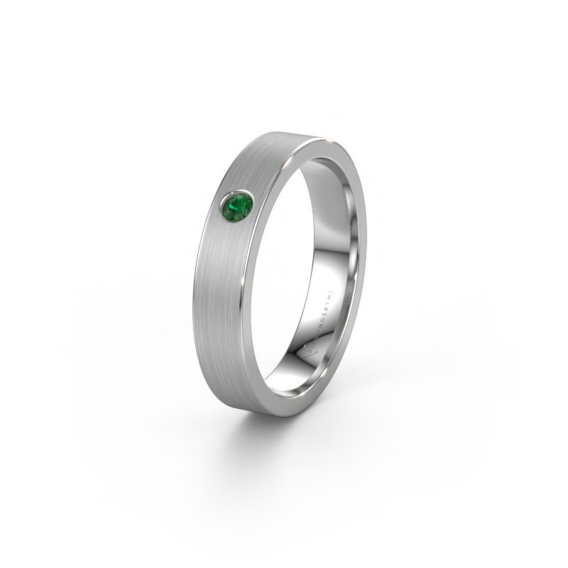 Wedding ring WH0101L14AM 950 platinum emerald ±0.16x0.07 in
