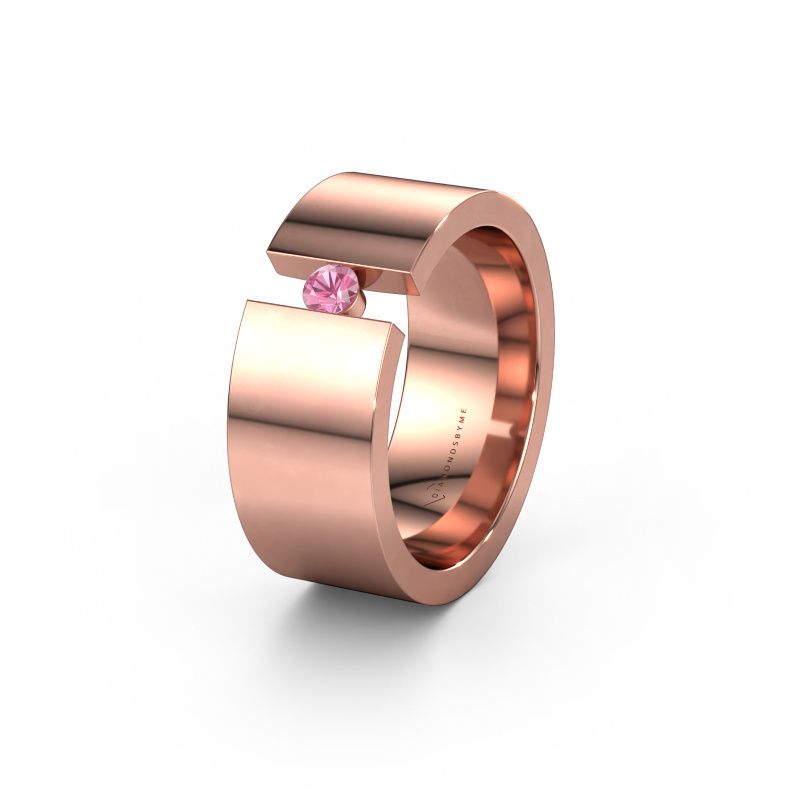 Wedding ring WH0146L18BP 585 rose gold pink sapphire ±8x2 mm
