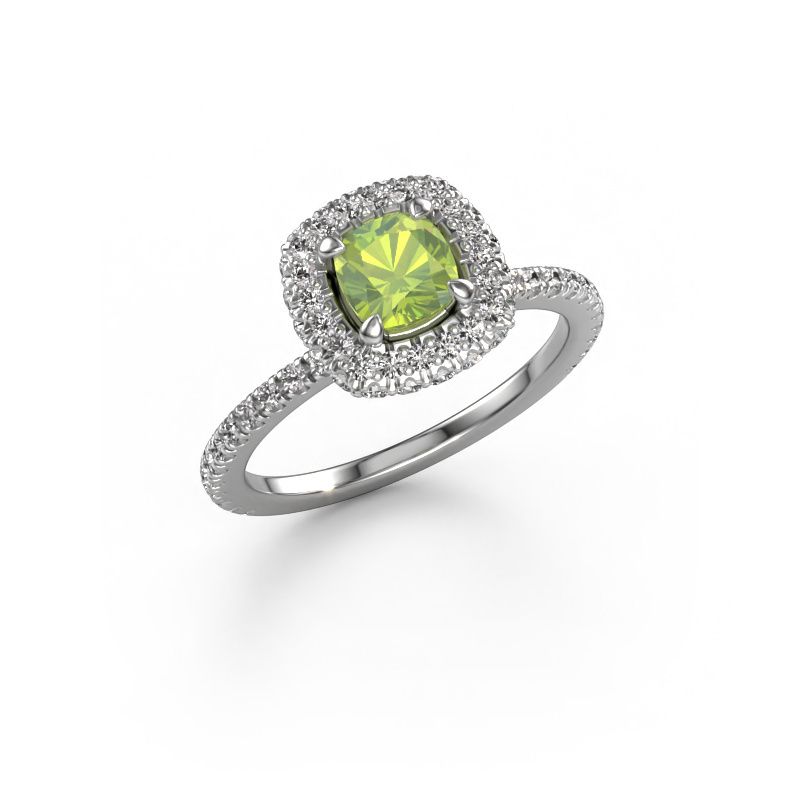 Verlovingsring Talitha CUS 585 witgoud peridoot 5 mm