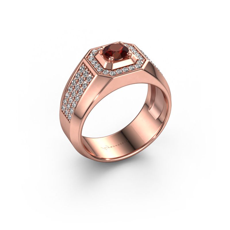 Men's ring Pavan 585 rose gold garnet 5 mm