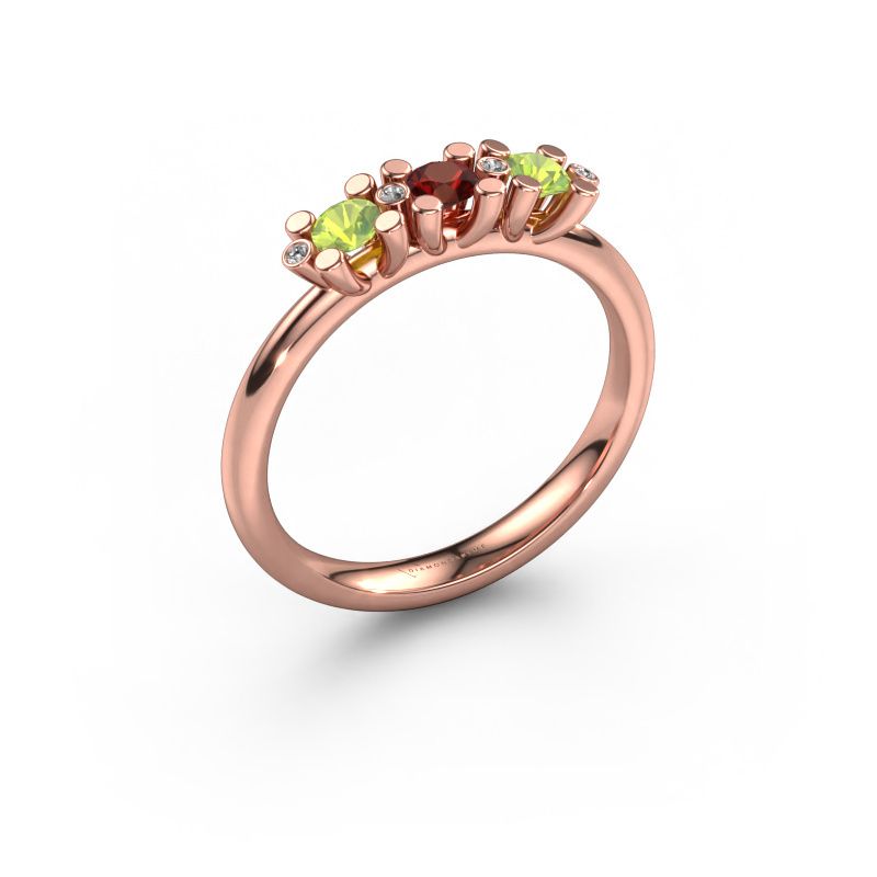 Bague Puk 2 585 or rose grenat 3 mm