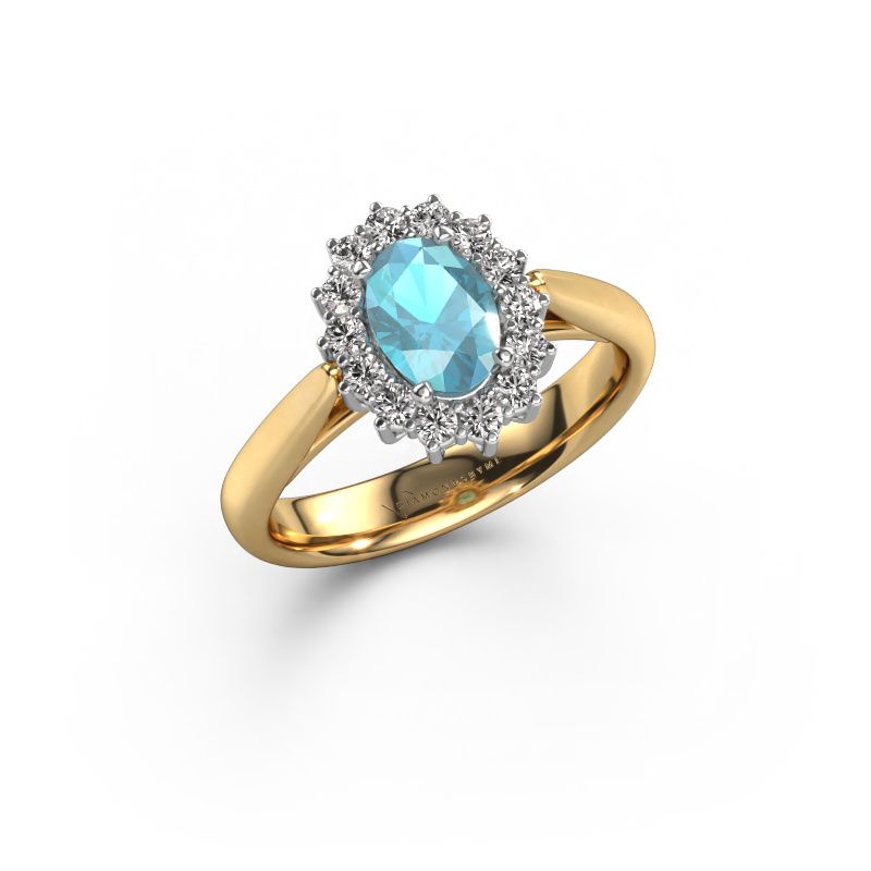 Engagement ring Margien 1 585 gold blue topaz 7x5 mm