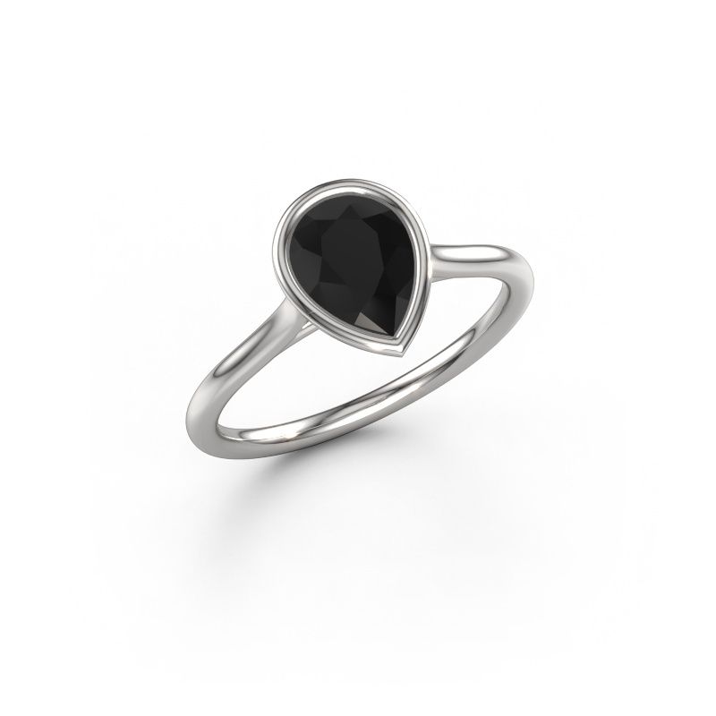 Verlovingsring Lavon Per 585 witgoud zwarte diamant 1.25 crt