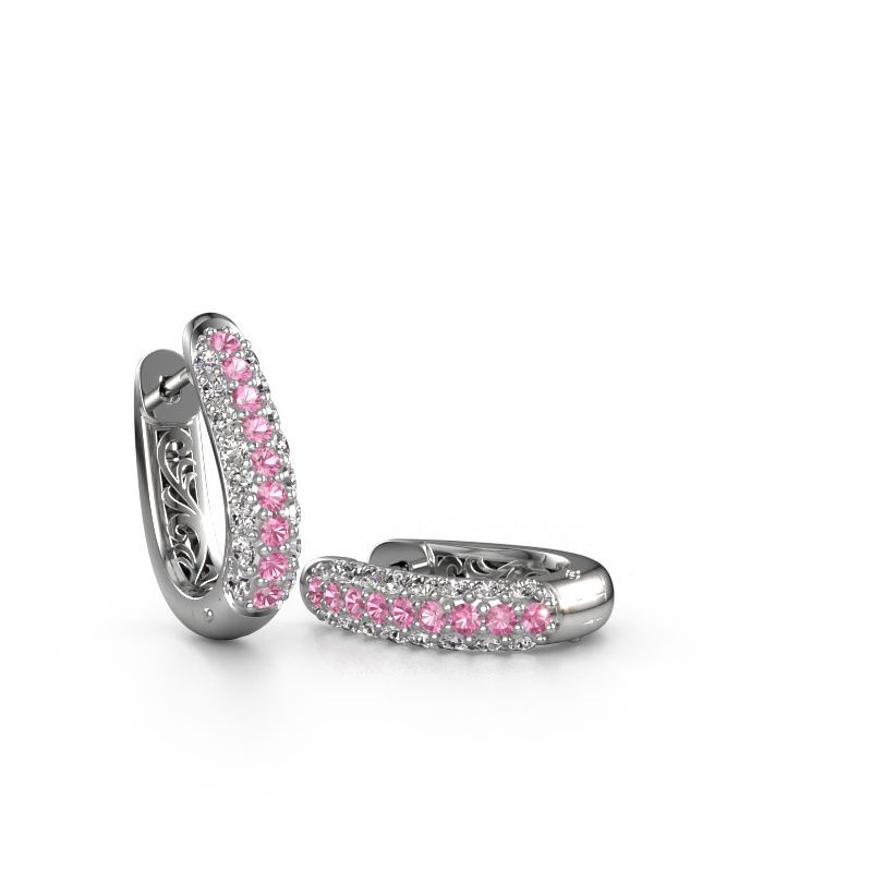 Créoles Danika 8.5 A 585 or blanc saphir rose 1.7 mm