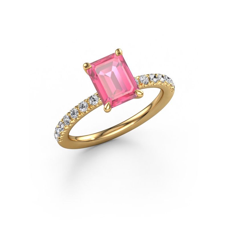 Verlovingsring Crystal EME 2 585 goud roze saffier 8x6 mm