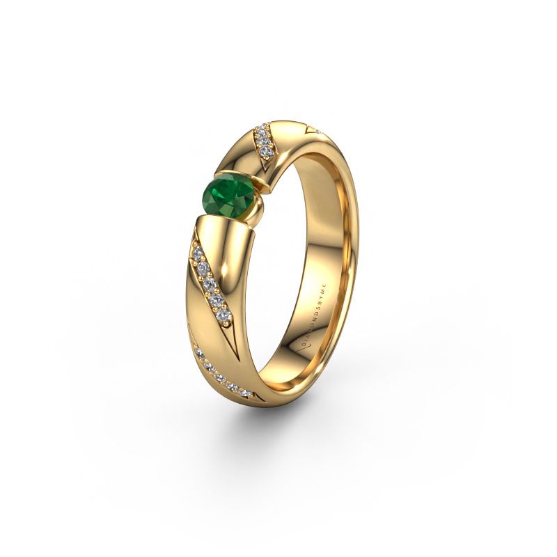 Wedding ring WH2102L34A 585 gold emerald ±5x1.7 mm