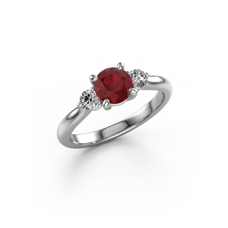Verlobungsring Lieselot RND 950 Platin Rubin 6.5 mm