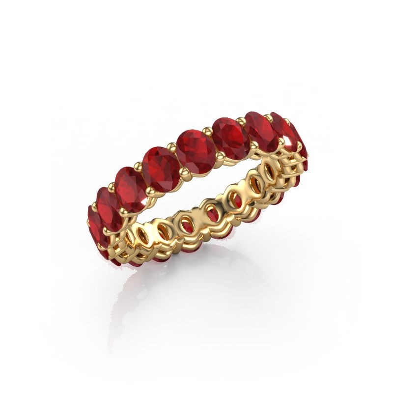 Stackable ring Heddy OVL 3.5x4.5 585 gold ruby 4.5x3.5 mm