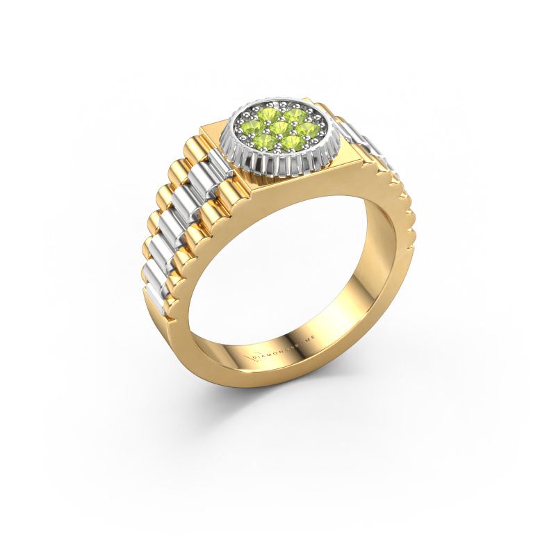 Bague pour homme Nout 585 or jaune péridot 2 mm