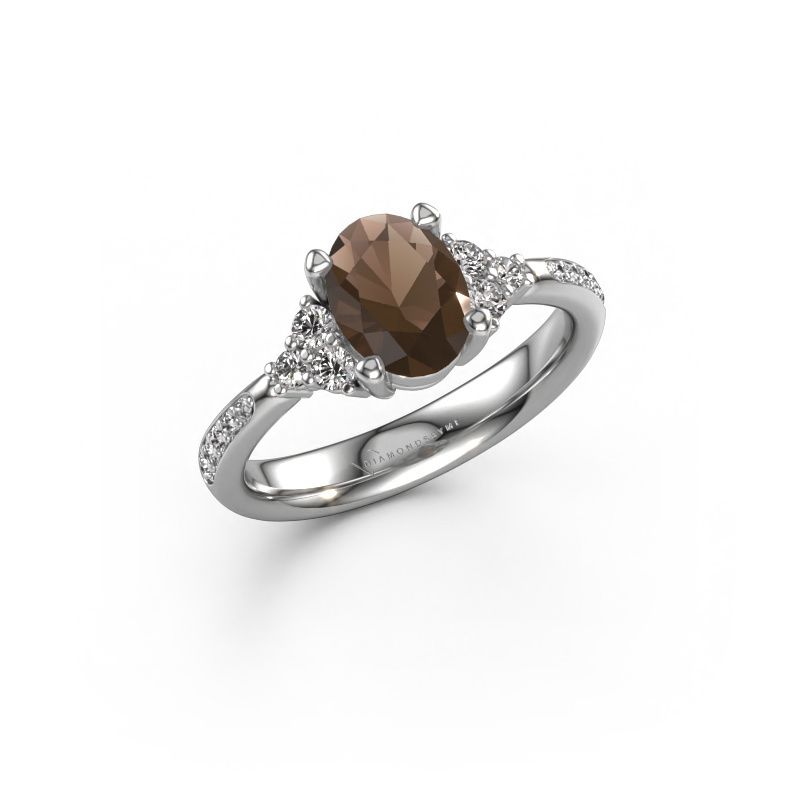 Verlovingsring Aleida OVL 2 585 witgoud rookkwarts 8x6 mm