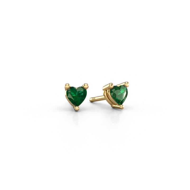 Stud earrings Garnet 585 gold emerald 4 mm