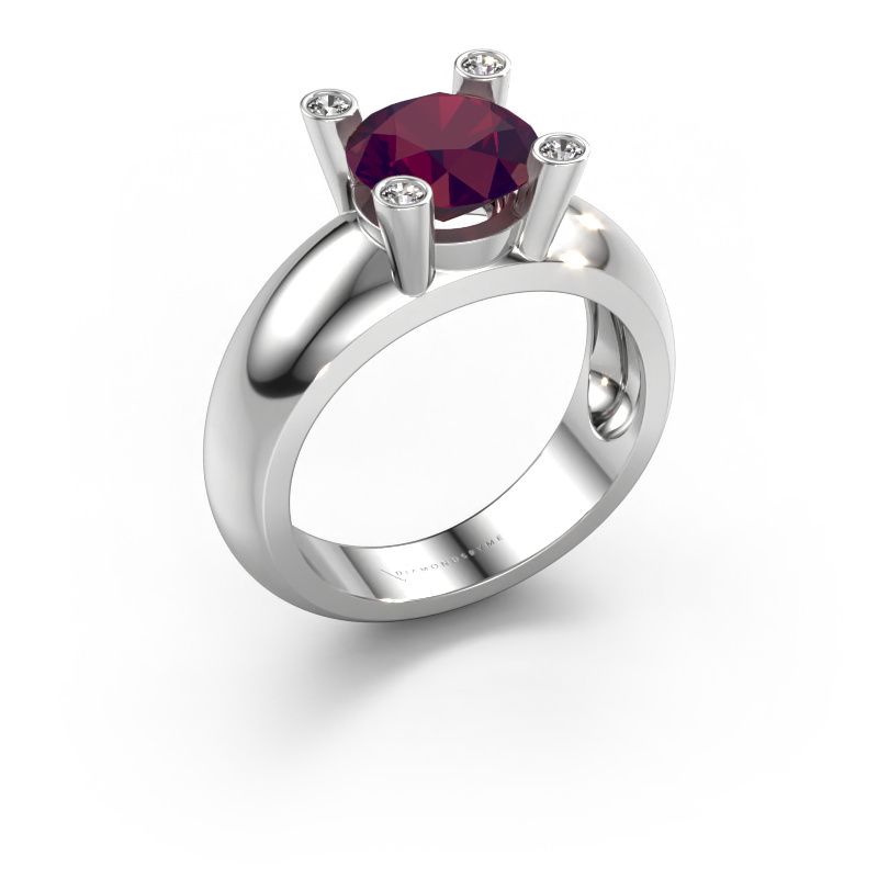 Ring Tamara RND 585 white gold rhodolite 8 mm