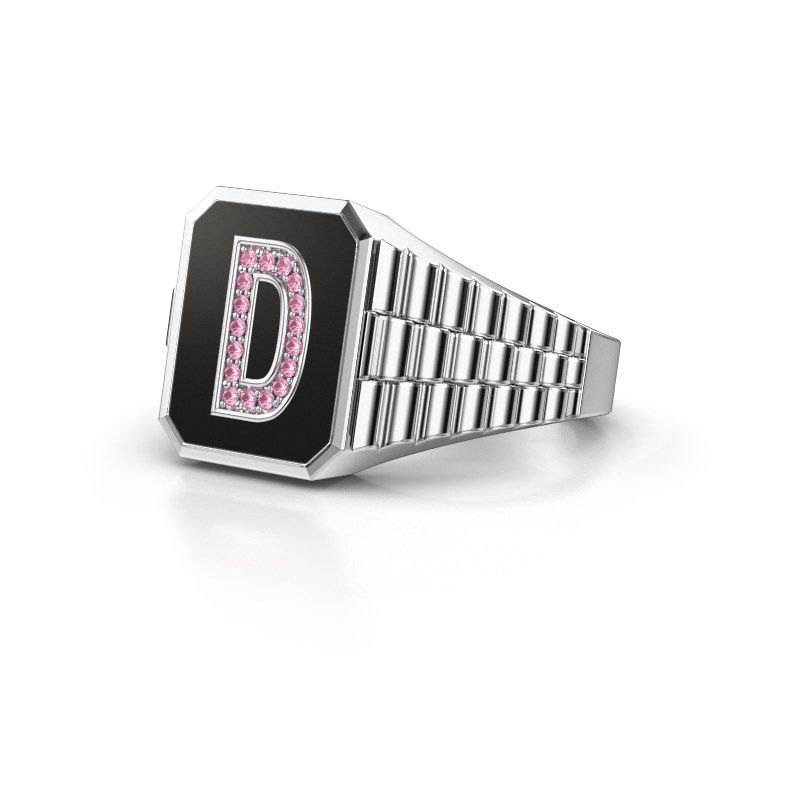 Image of Signet ring Stephan 1 585 white gold pink sapphire 0.9 mm