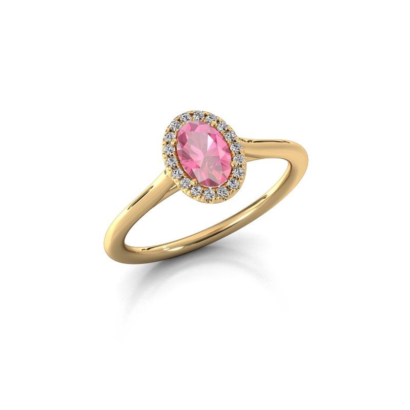 Image of Engagement ring seline ovl 1<br/>585 gold<br/>Pink sapphire 6x4 mm