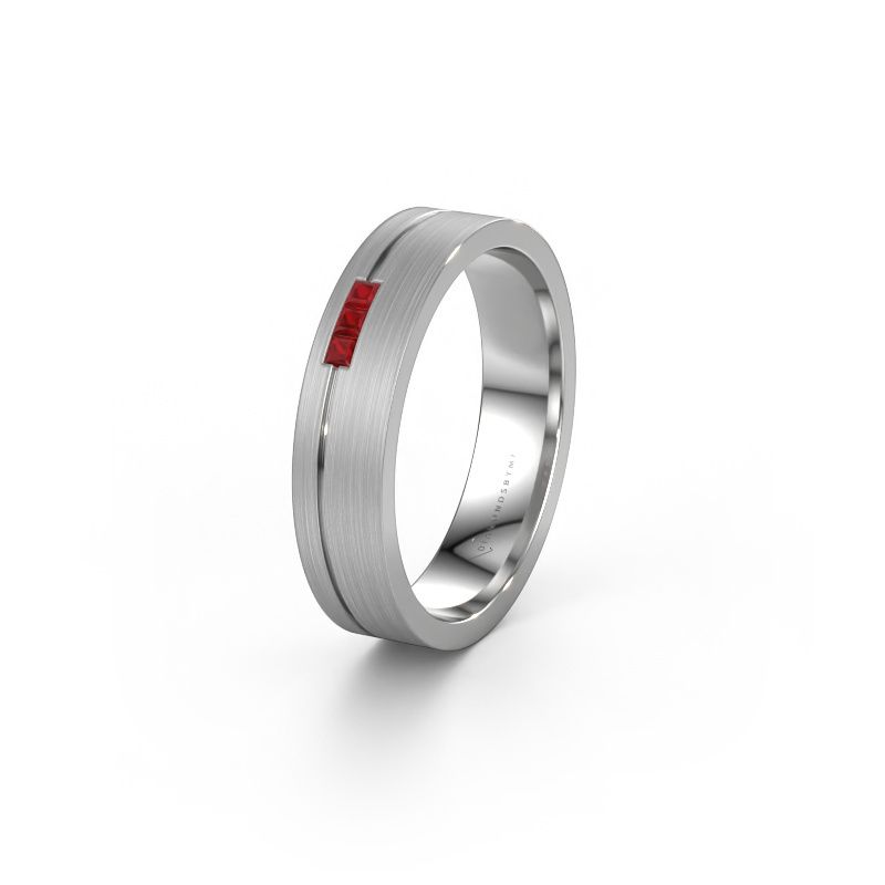 Wedding ring WH0158L14X 585 white gold ruby ±4,5x1.4 mm